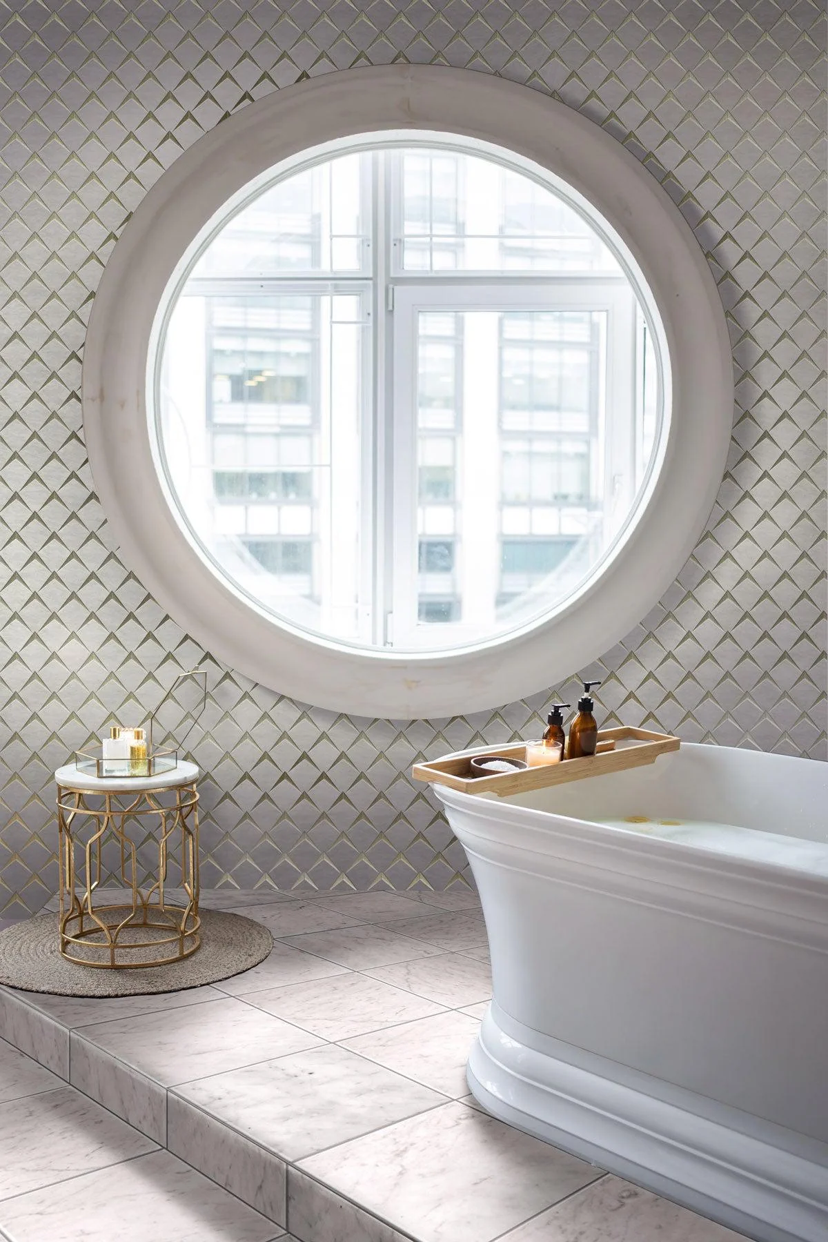 Arrowhead Antique Mirror Glass Marble Mosaic Tile - Image 3