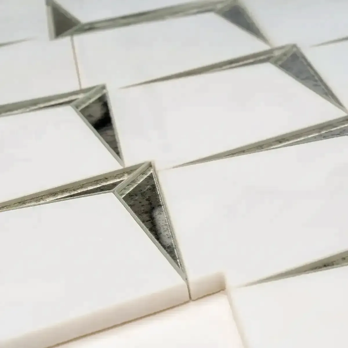 Arrowhead Antique Mirror Glass Marble Mosaic Tile - Image 8