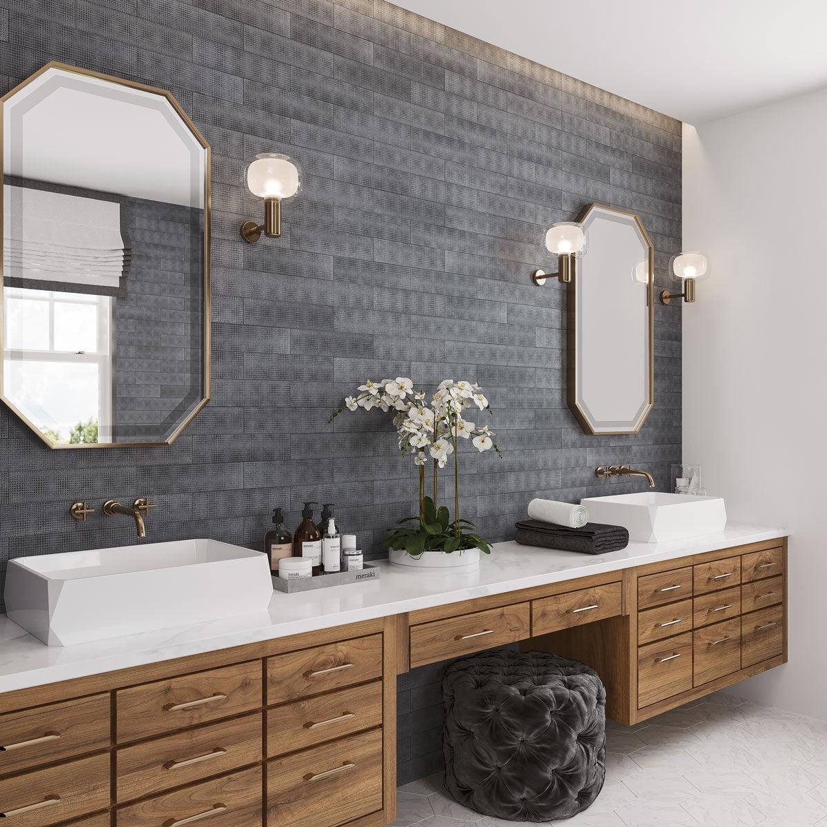 Black Dots Etched Subway Marble Tile - Image 3