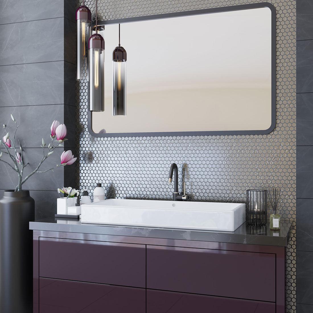 Glossy Silver Hexagon Glass Mosaic Tile - Image 3