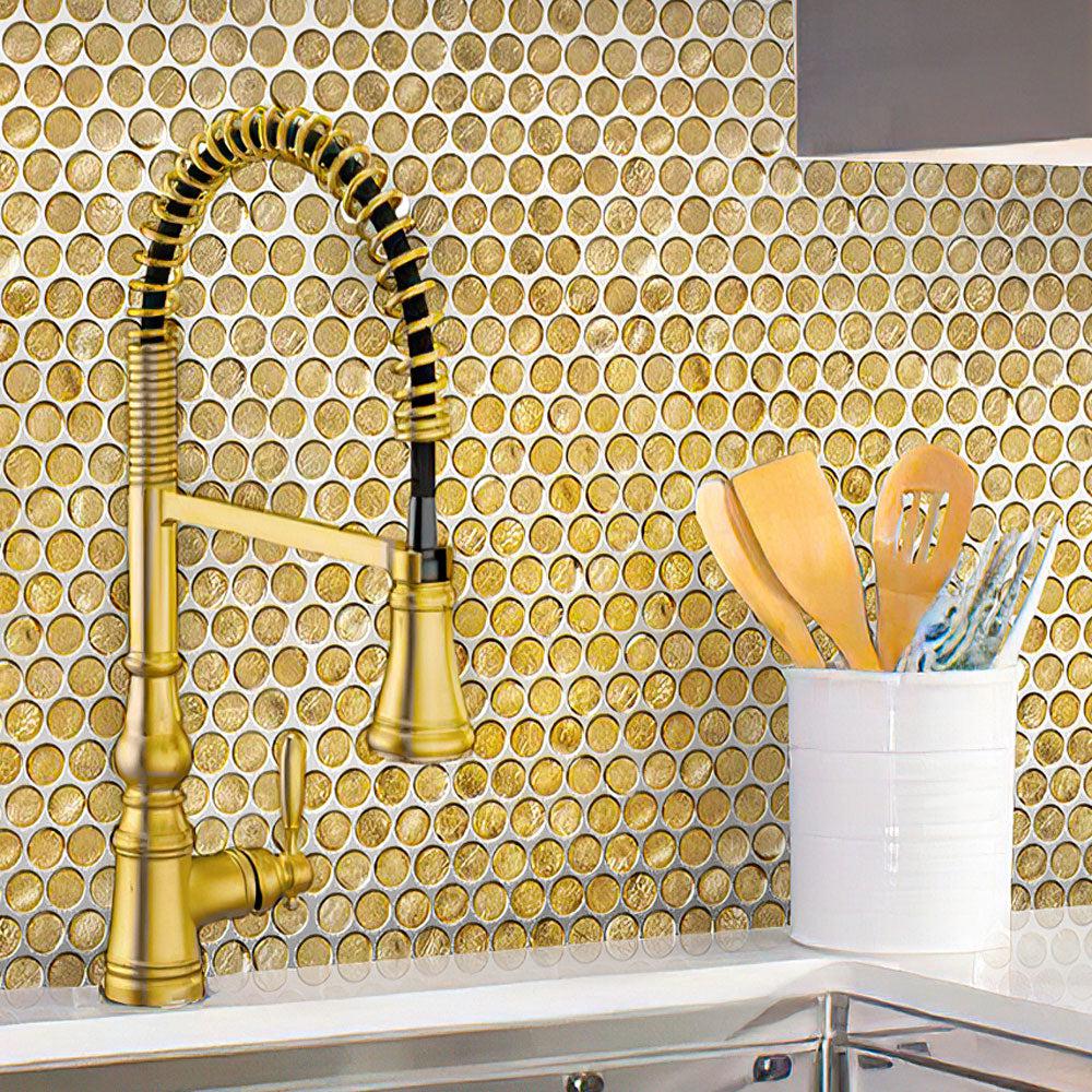Gold Glass Penny Round Mosaic Tile - Image 16