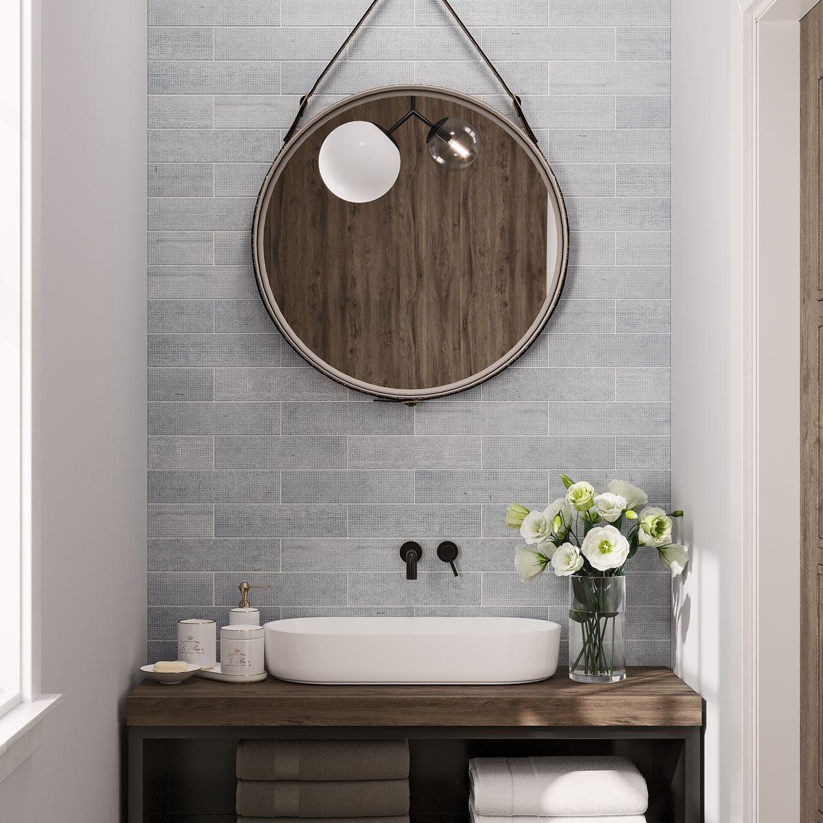 Grey Limestone Dots Etched Subway Tile - Image 3