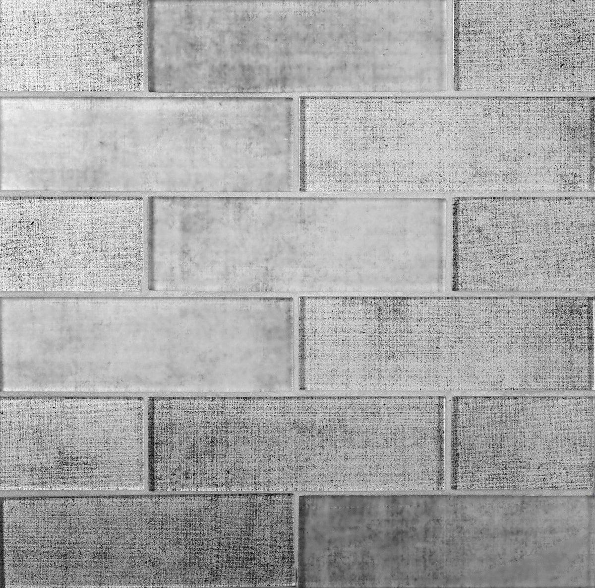 Silver Fabric Glass Subway Mosaic Tile - Image 5