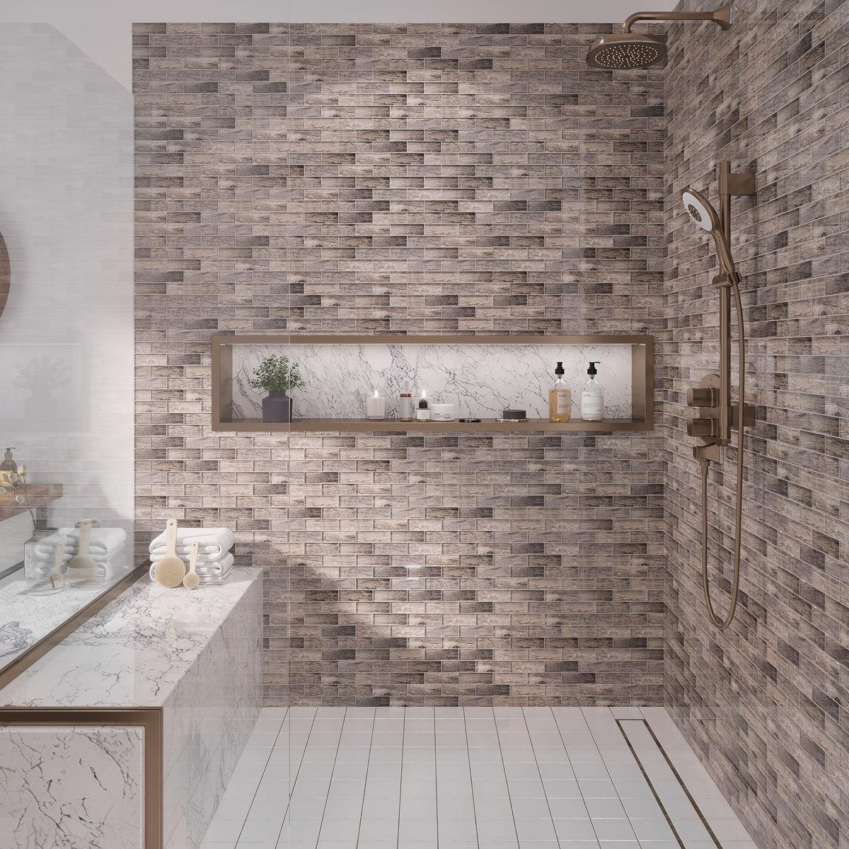 Wooden Glass Subway Mosaic Tile - Image 5